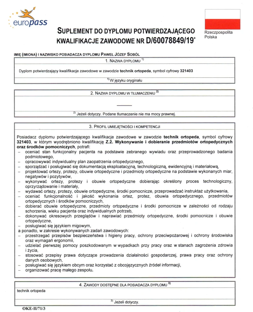 dyplom potwierdzający kwalifikacje zawodowe